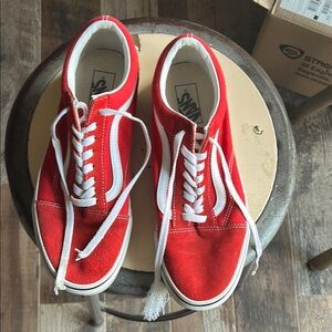 Vans Red and White Low-Top Sneakers